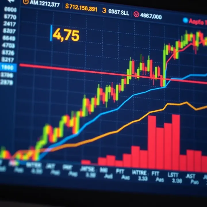 Graph showing currency pair fluctuations on a digital trading platform