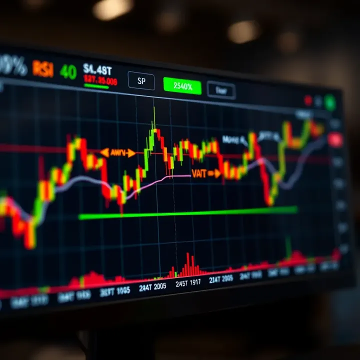 Chart displaying moving average and relative strength index indicators highlighting a clear swing trading opportunity