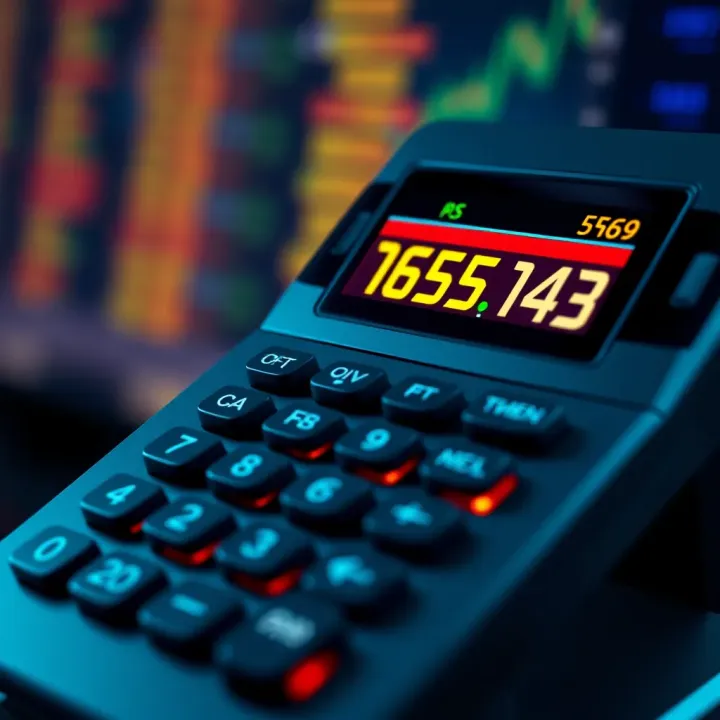 Illustration of a digital calculator displaying potential binary options profit calculations