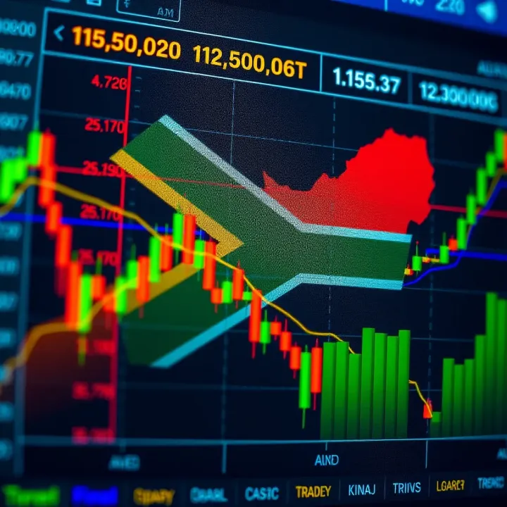 Graphic depicting financial trading with South African flag elements highlighting local regulatory environment