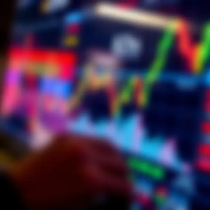 Graph showing currency pairs fluctuating on a digital forex trading platform