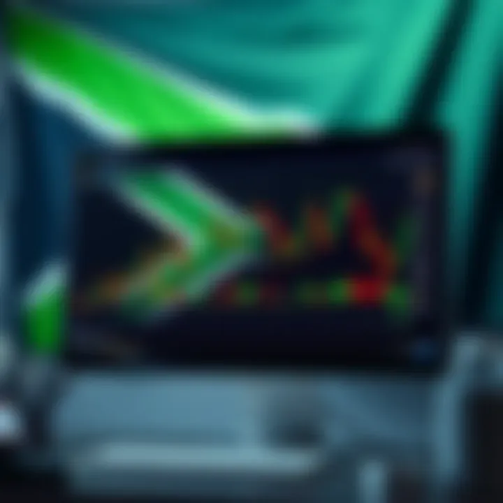 Illustration of a computer screen displaying forex trading charts with South African flag in the background