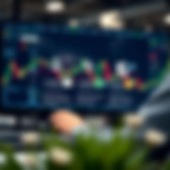 Conceptual graphic of a trader analyzing digital market data with icons representing demo account benefits