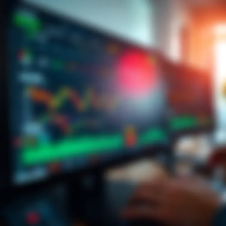A digital trading platform interface showing various binary options charts and virtual currency balances for practice trading