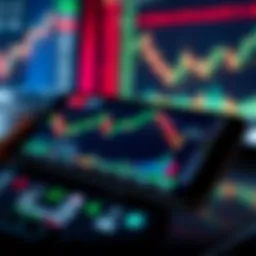 Real-Time Forex Market Charts on Trading App User interface showcasing real-time forex market charts and currency pairs on a mobile device