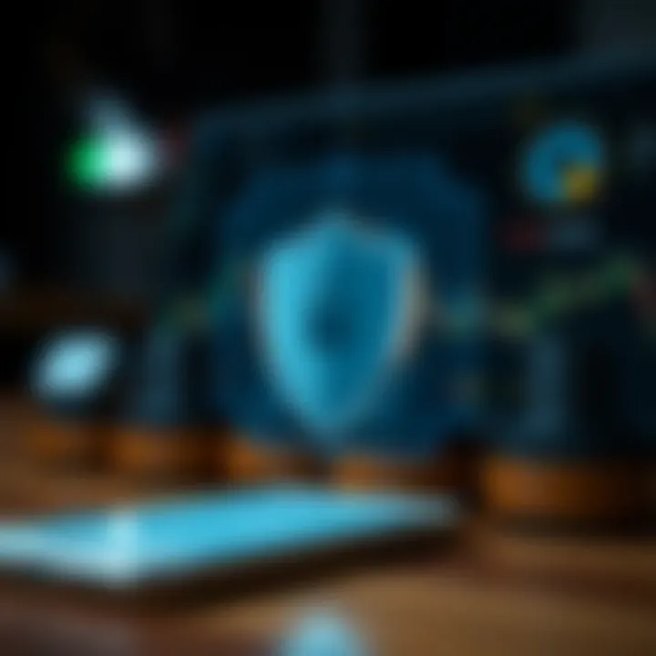 Secure digital shield overlaying a smartphone illustrating online trading security features