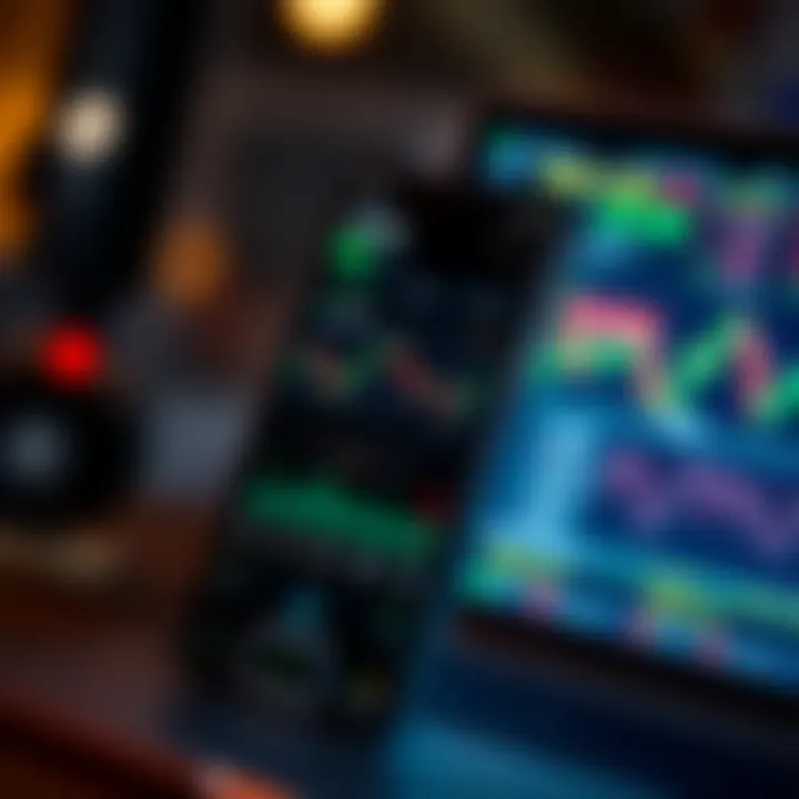 Mobile phone displaying a user-friendly trading app interface with charts and stock information