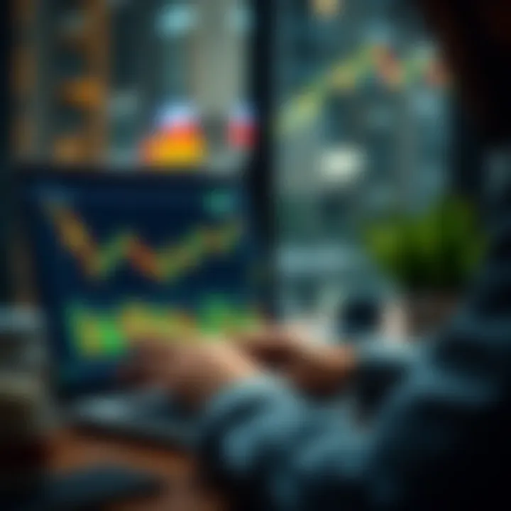 Person using a laptop to download forex trading educational videos with legal guidelines