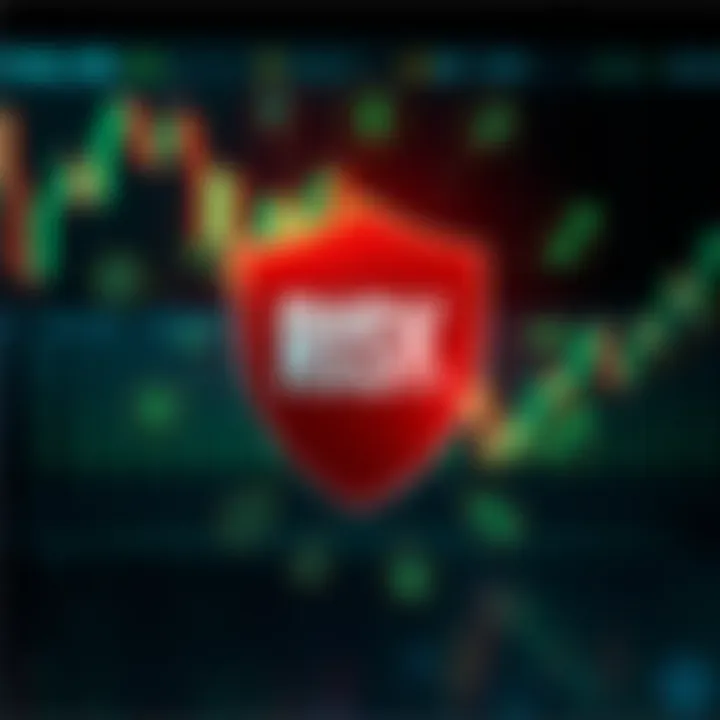 Risk management concepts illustrated with protective shield and financial symbols