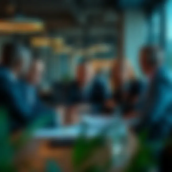 Business professionals discussing fraud risk assessment strategies in a modern office setting