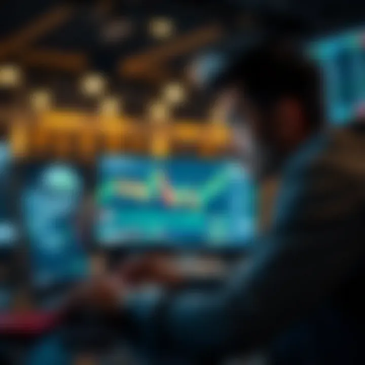 Trader watching educational forex trading video on laptop with charts and analysis