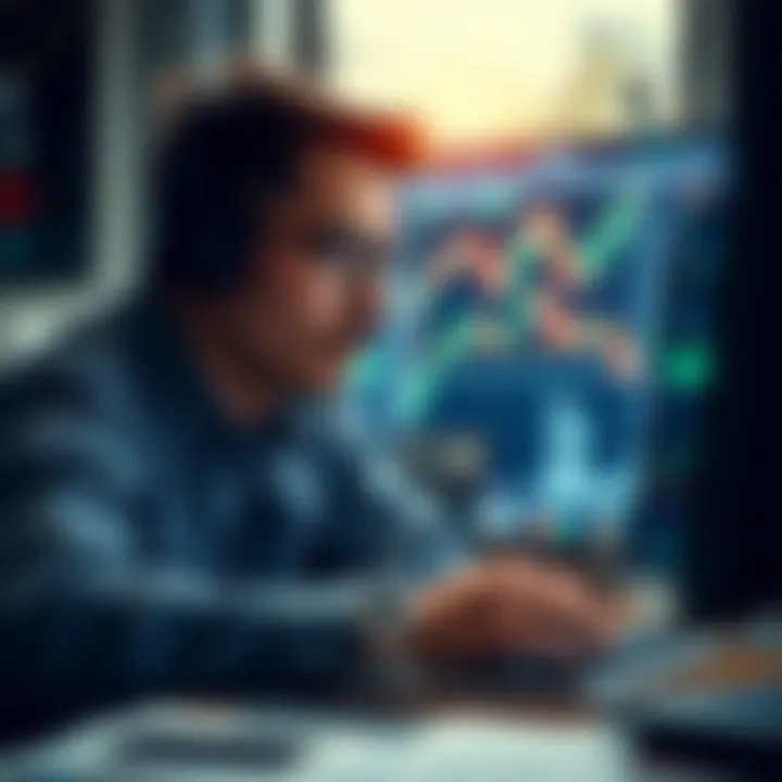 Applying Forex Trading Strategies Learned from Educational Courses Conceptual graphic showing a trader analyzing forex charts with icons representing learning and application of trading strategies