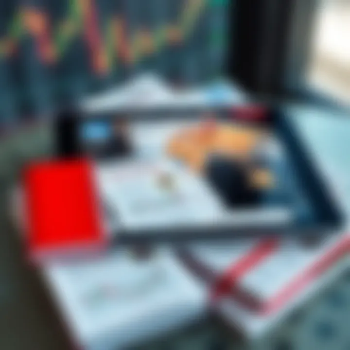 Accessing Free PDF Ebooks for Mastering Forex Trading Collection of free PDF ebooks on forex trading spread out on a digital tablet screen