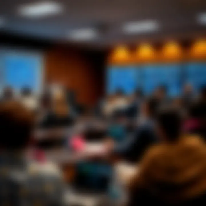 Classroom setting with participants learning forex trading strategies