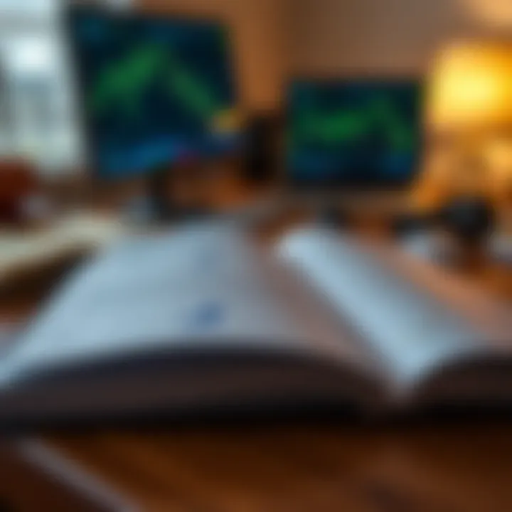 Overview of Essential Forex Trading Literature Open forex trading book with charts and currency symbols on a wooden desk
