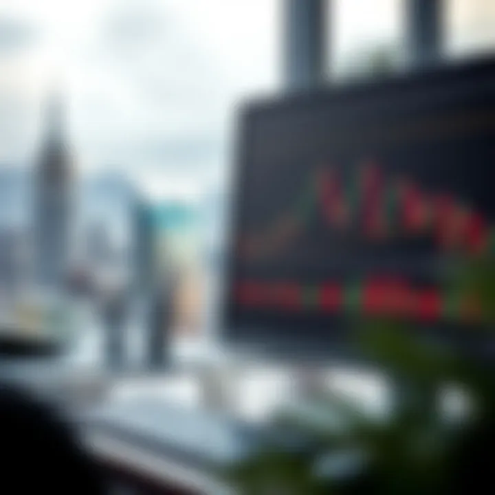 Forex Market Analysis with Cape Town Skyline Forex trading charts displaying currency price movements on a computer screen with Cape Town cityscape in the background