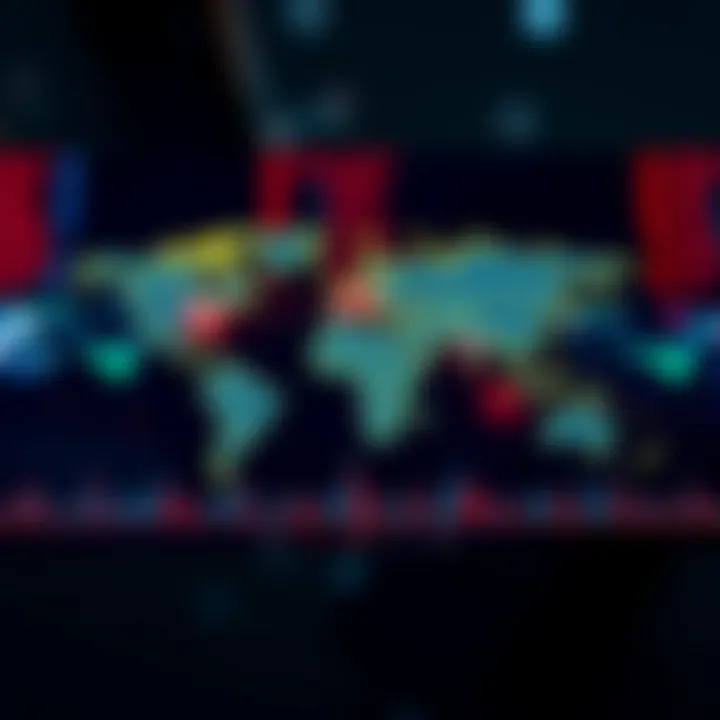 World map highlighting major global forex trading sessions over different continents