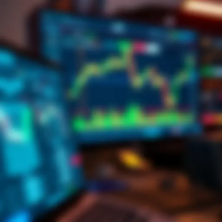 Computer screen showing a forex trading platform with market data and strategy tools