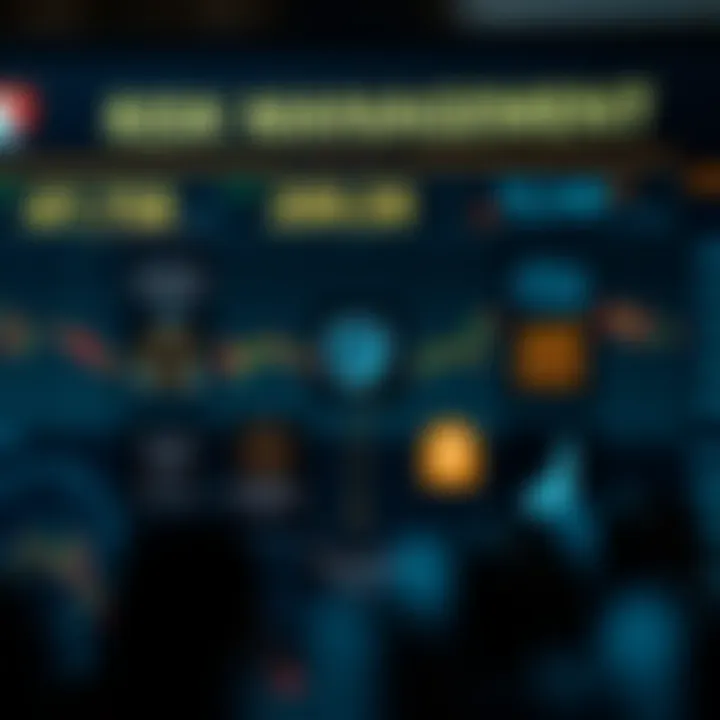 Graphic illustrating risk management strategies with financial icons and protective elements