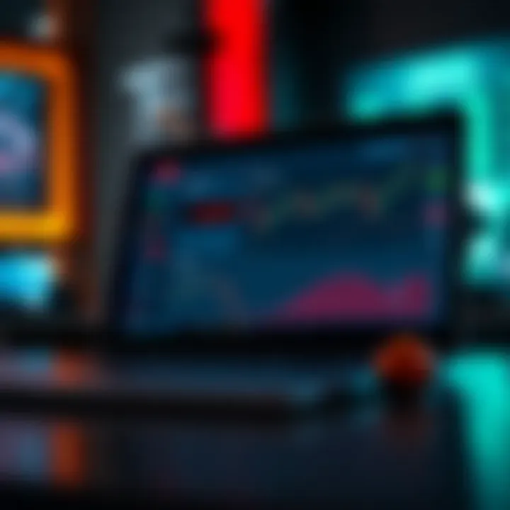 Laptop screen showing forex trading dashboard with risk management tools and market trends