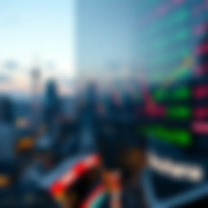 Forex trading chart displaying currency pairs with Yokohama cityscape in the background