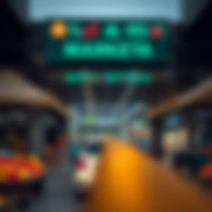 Exterior view of Fruit and Veg Montana market entrance with signage and bustling activity