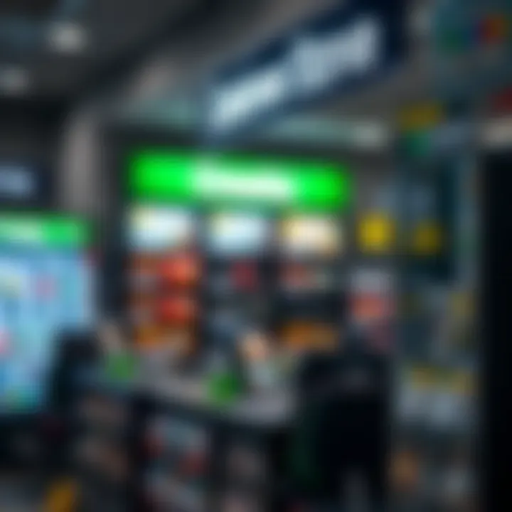 Customer service desk at Game store inside Cresta with contact information signs