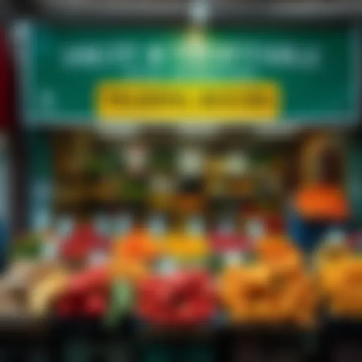 Local shopfront featuring a variety of colorful fruits and vegetables neatly arranged for customer selection