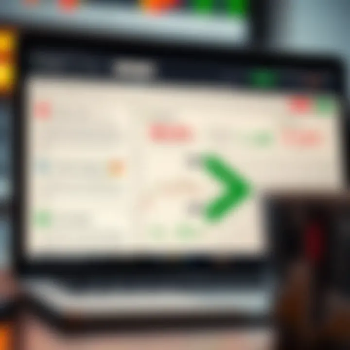 Illustration of an online forex trading discussion showing key topics like market trends, trading strategies, and risk management