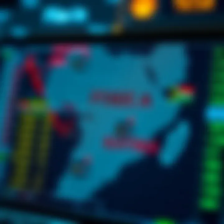 A digital map highlighting South African forex trading forums on various online platforms