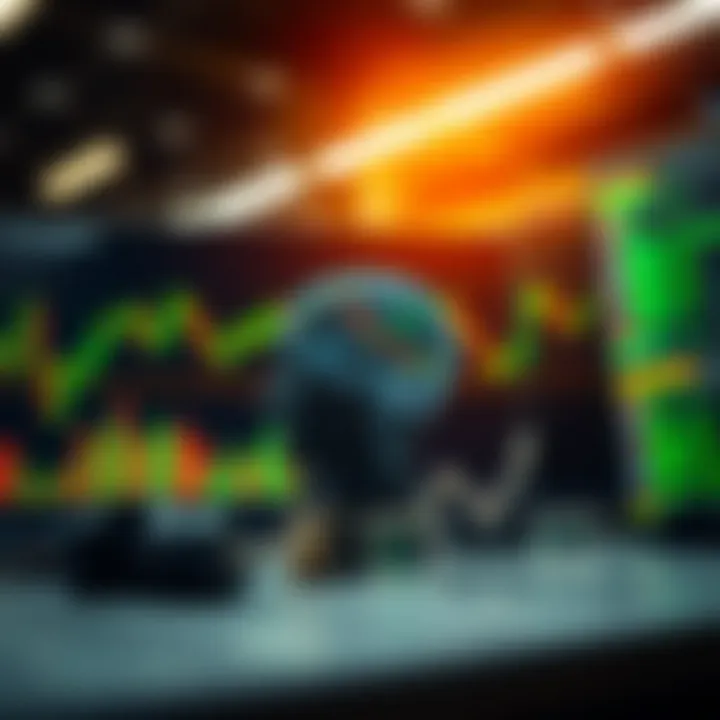 Conceptual illustration of risk management and trading psychology with charts and strategy icons