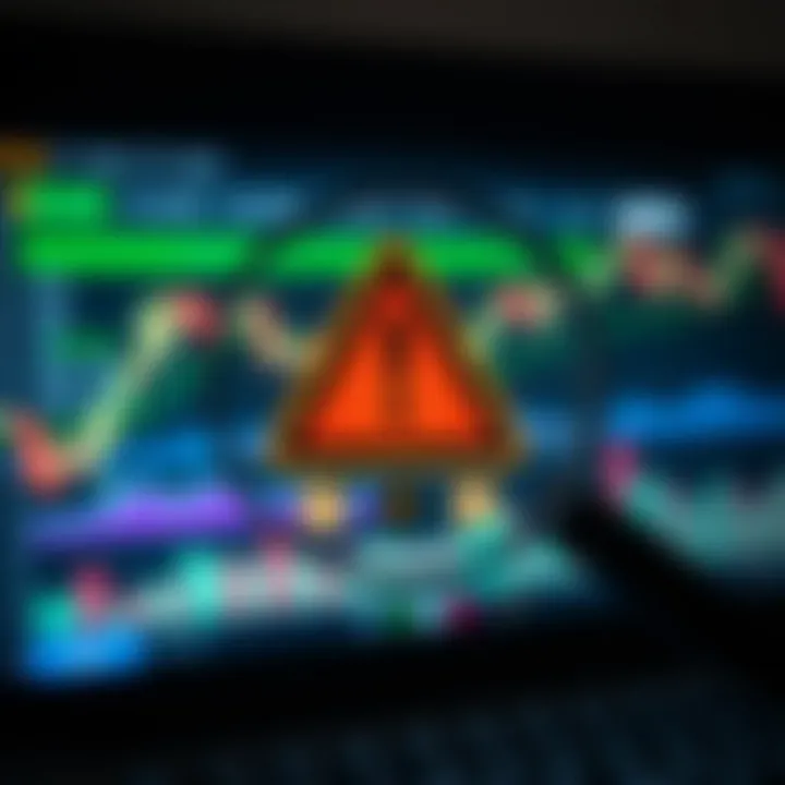 Identifying Warning Signs of Binary Options Fraud Illustration of a magnifying glass revealing warning icons over a digital trading platform