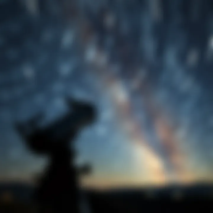 Studying Binary Star Systems Through Telescopic Observation Astronomical telescope observing binary star system with star trails in the night sky