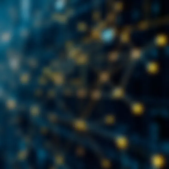 Conceptual representation of digital circuits connecting nodes to symbolize data flow in computing