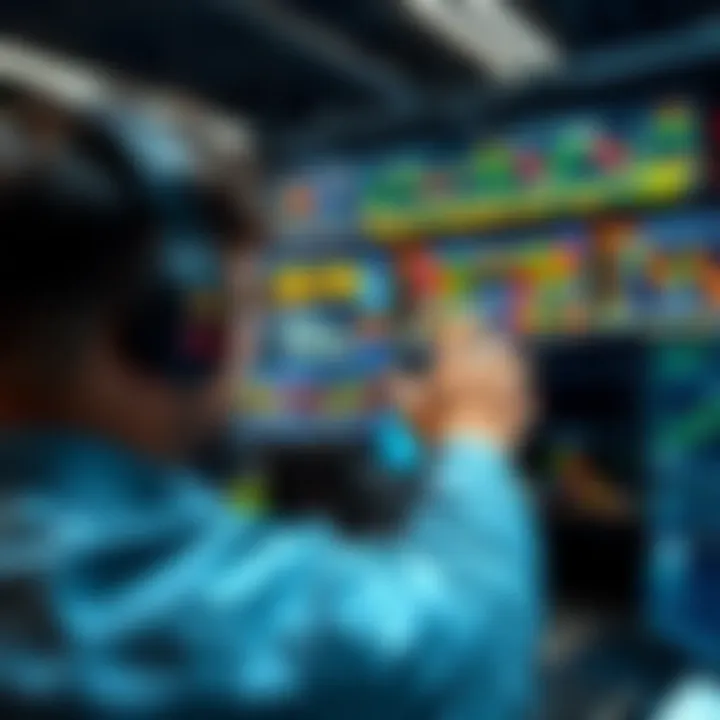 Illustration of a trader evaluating various signal sources on multiple screens in a trading environment