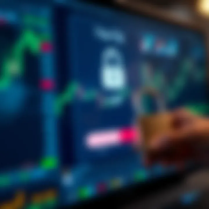 Secure login interface on a digital trading platform with focus on security features