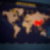 Global forex market sessions shown on a world map highlighting time zones relevant to South African traders