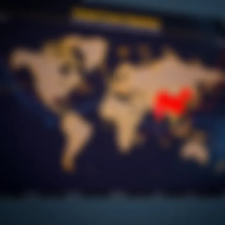 Global forex market sessions shown on a world map highlighting time zones relevant to South African traders