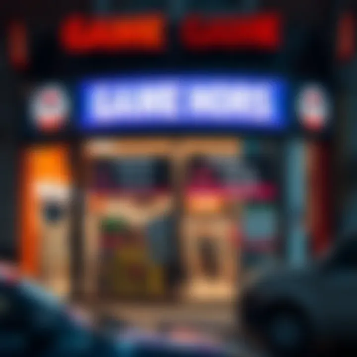 Exterior of a vibrant game store in a South African city with clear opening hours displayed