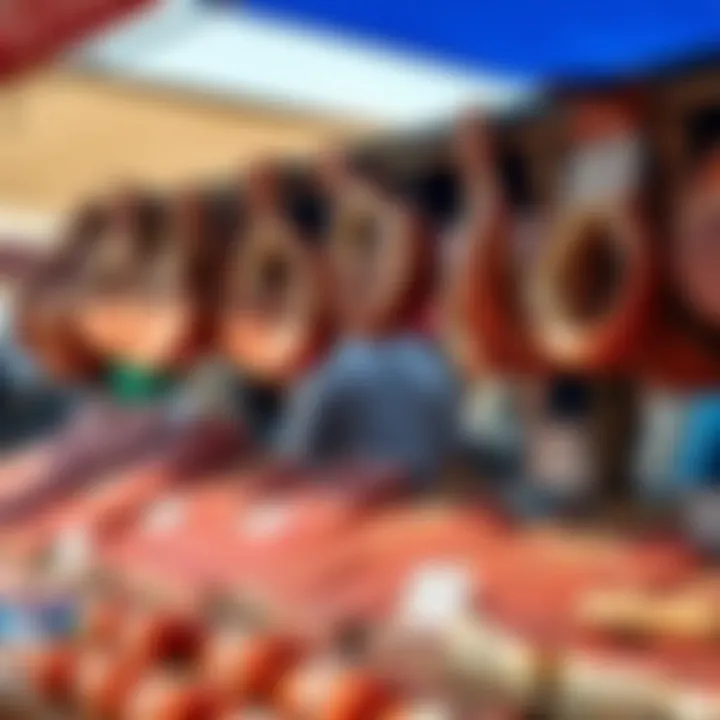 Market stall displaying various game meat cuts during daylight hours in Bloemfontein