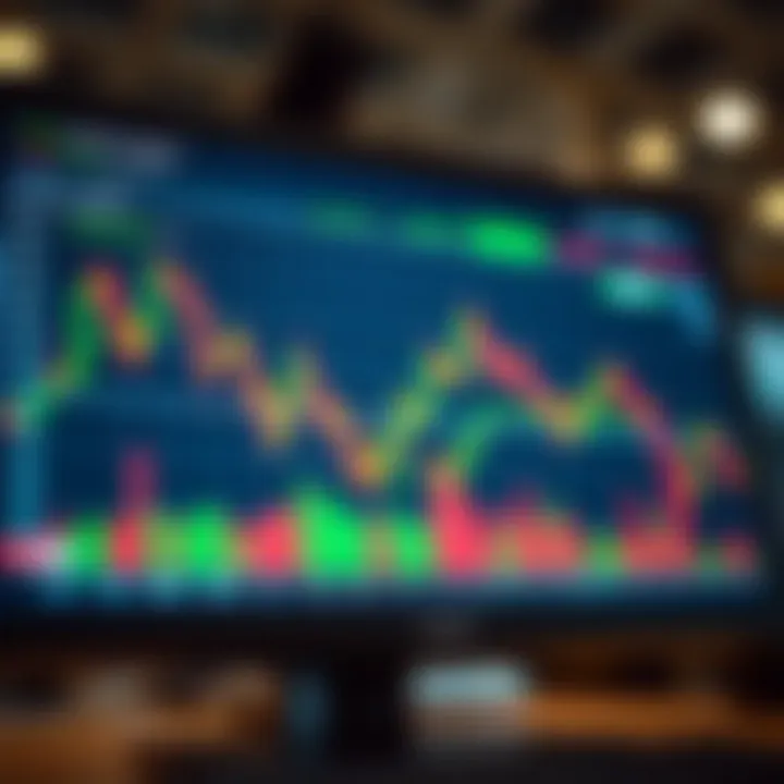 Illustration of a forex trading screen displaying currency pairs with Islamic finance symbols