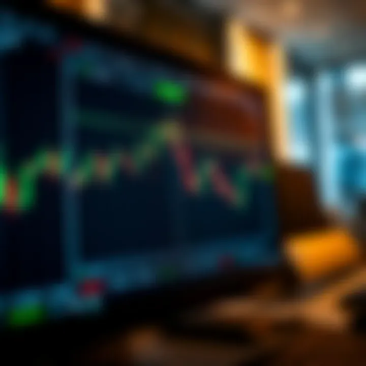 Forex Trading Chart Illustrating Currency Movement for Demo Practice Forex trading chart displaying currency pair fluctuations on a computer screen for practice