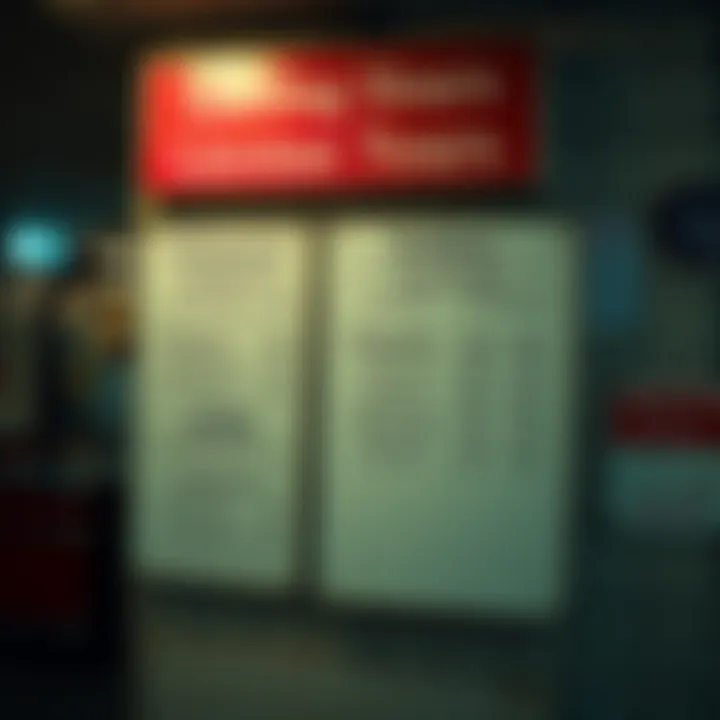 Information board displaying operating hours and holiday closure details at Xavier Junction License Department