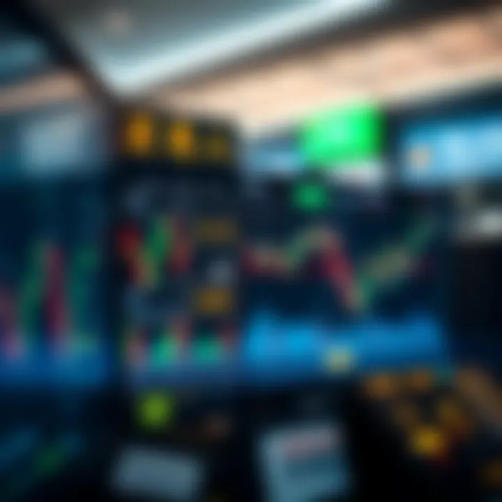 Computer screen showing forex trading platform with Japanese yen currency symbols and trading graphs