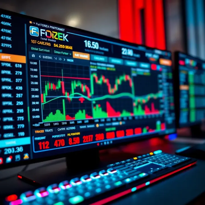 User interface of a forex trading platform showing charts and trading options
