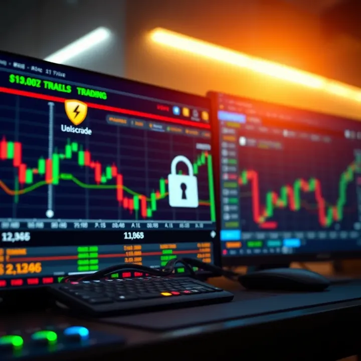 Secure forex trading environment with data protection and encryption symbols