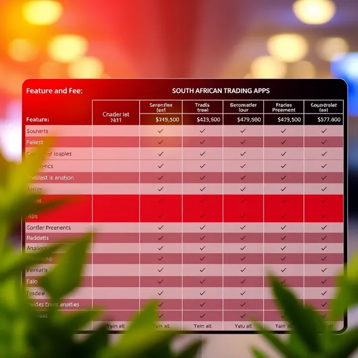 Comparison chart showing key features and fees of popular South African trading apps