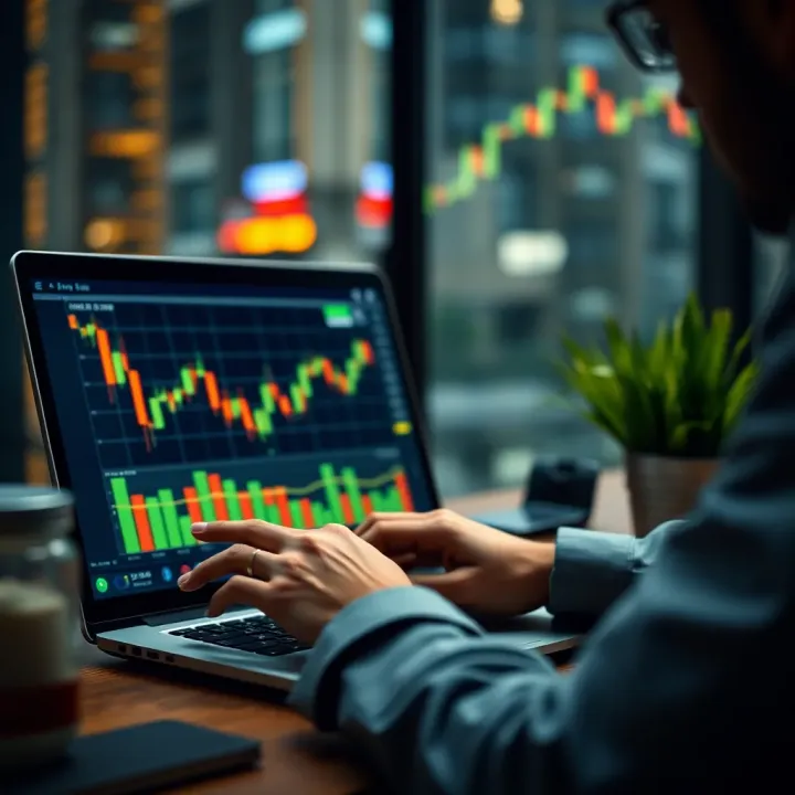 Person using a laptop to download forex trading educational videos with legal guidelines