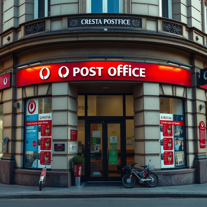 Front view of Cresta Post Office building with clear signage and entrance