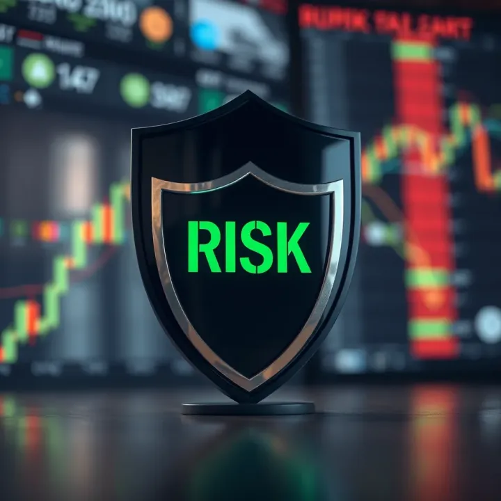 Conceptual representation of risk management with shield protecting forex trading assets